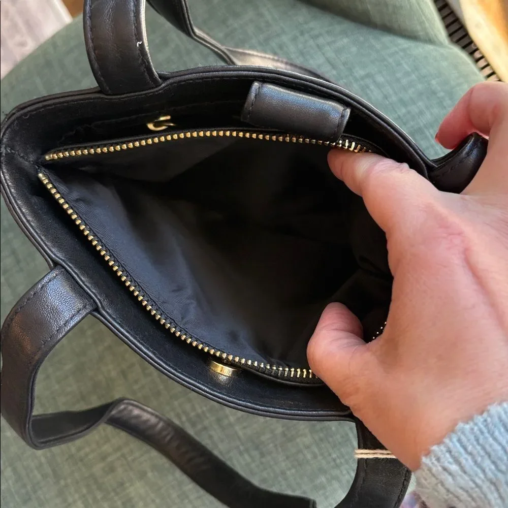 RALPH LAUREN Vintage Leather Black Bucket Shoulder Bag Black w/ Gold Accents NWT - Picture 12 of 12